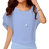 VIISHOW Women's Loose Casual Short Sleeve Chiffon Top T-Shirt Blouse