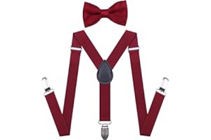 CHIYU-YANG Suspenders Bow Tie for Boys and Girls Strong Metal Clips Adjustable Design Elastic Suspender Classic Accessory Set