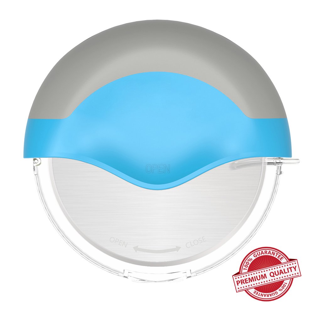 Professional Pizza Cutter Wheel Stainless Steel with Integrated Blade Guard, Super Sharp and Easy To Clean Slicer. Best Gift For Girl, Mom, Friend (blue)