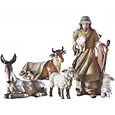 Needzo Nativity Sets for Christmas Indoor, Shepherd and his Animals Figurines, Holiday Home Decor Set of 4