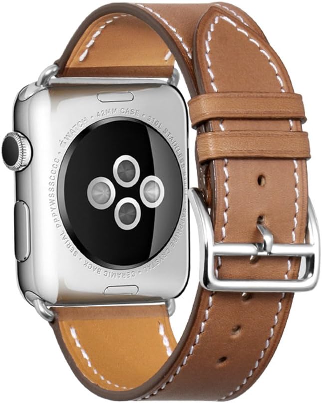 iStrap Compatible/Replacement for Apple Watch Strap Genuine Leather Replacement Watch Band Watch Sport Edition Series 1 and Seires 2 Series 3 Series 4 38mm/40mm Brown