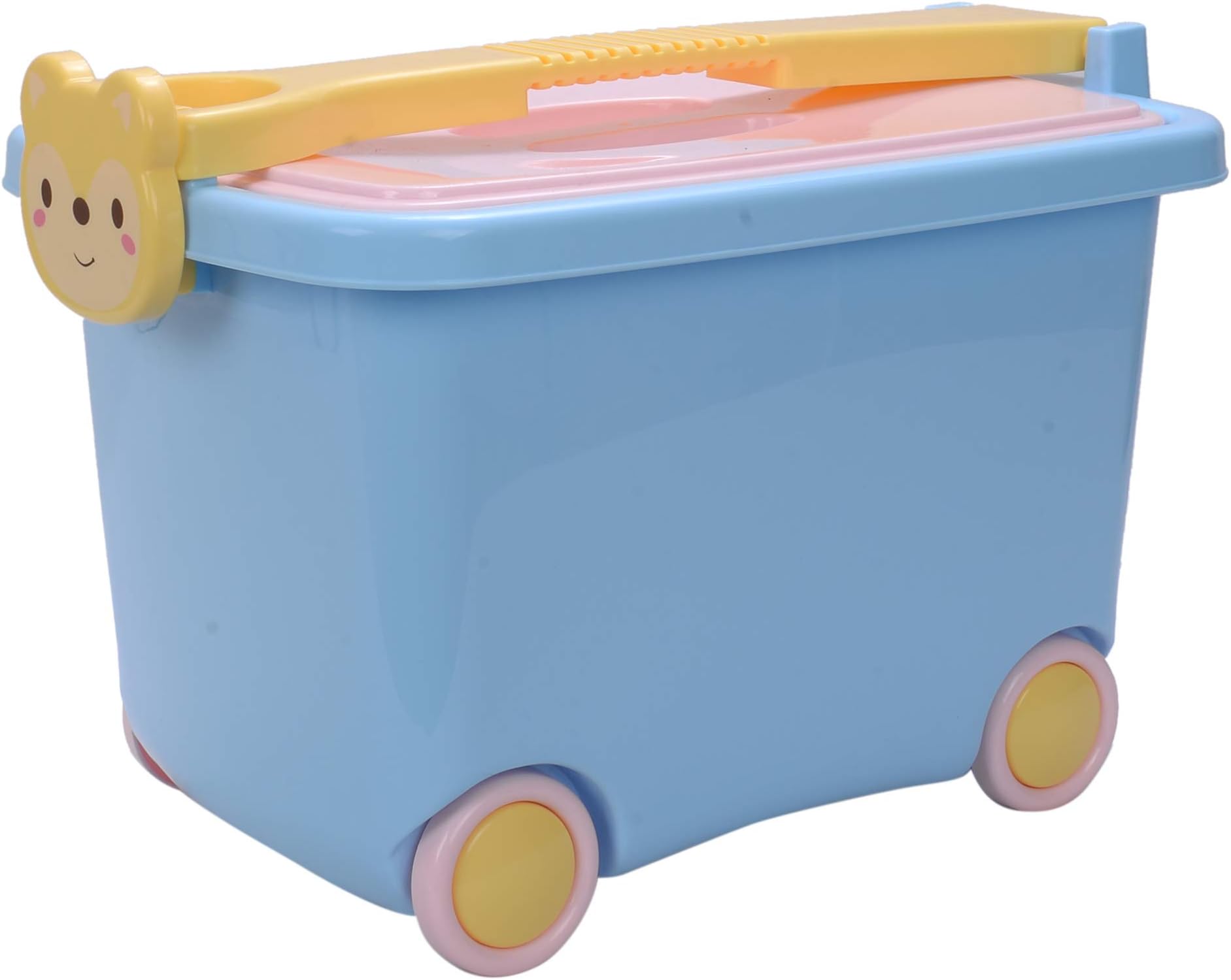 Scrafts Blue Toy Stackable Organisers Storage Boxes for Kids With Handle & Wheel 10.5"X8"X8" Plastic Storage Box