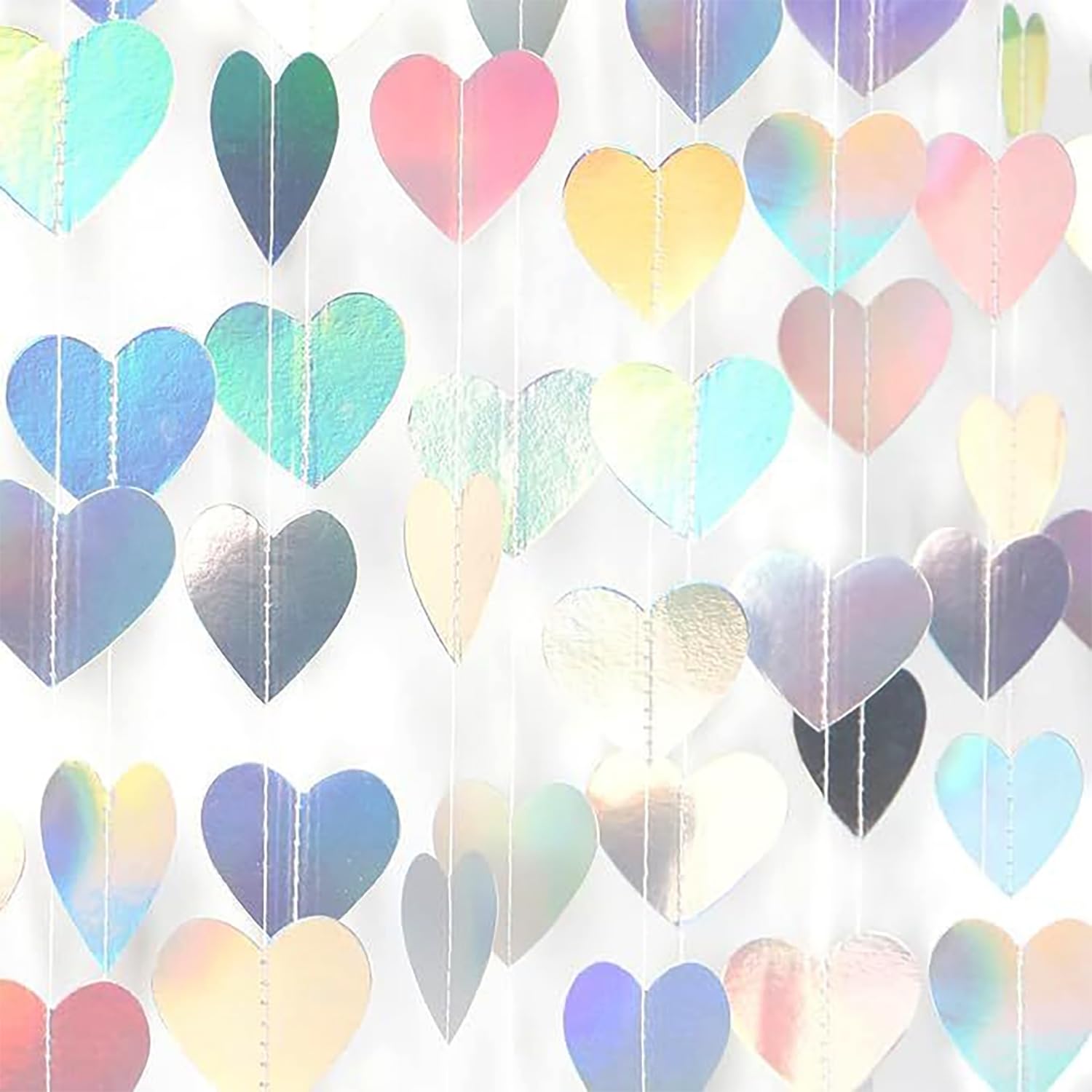 Love Heart Garland Streamers Reflective Paper Garlands, 12m - Laser