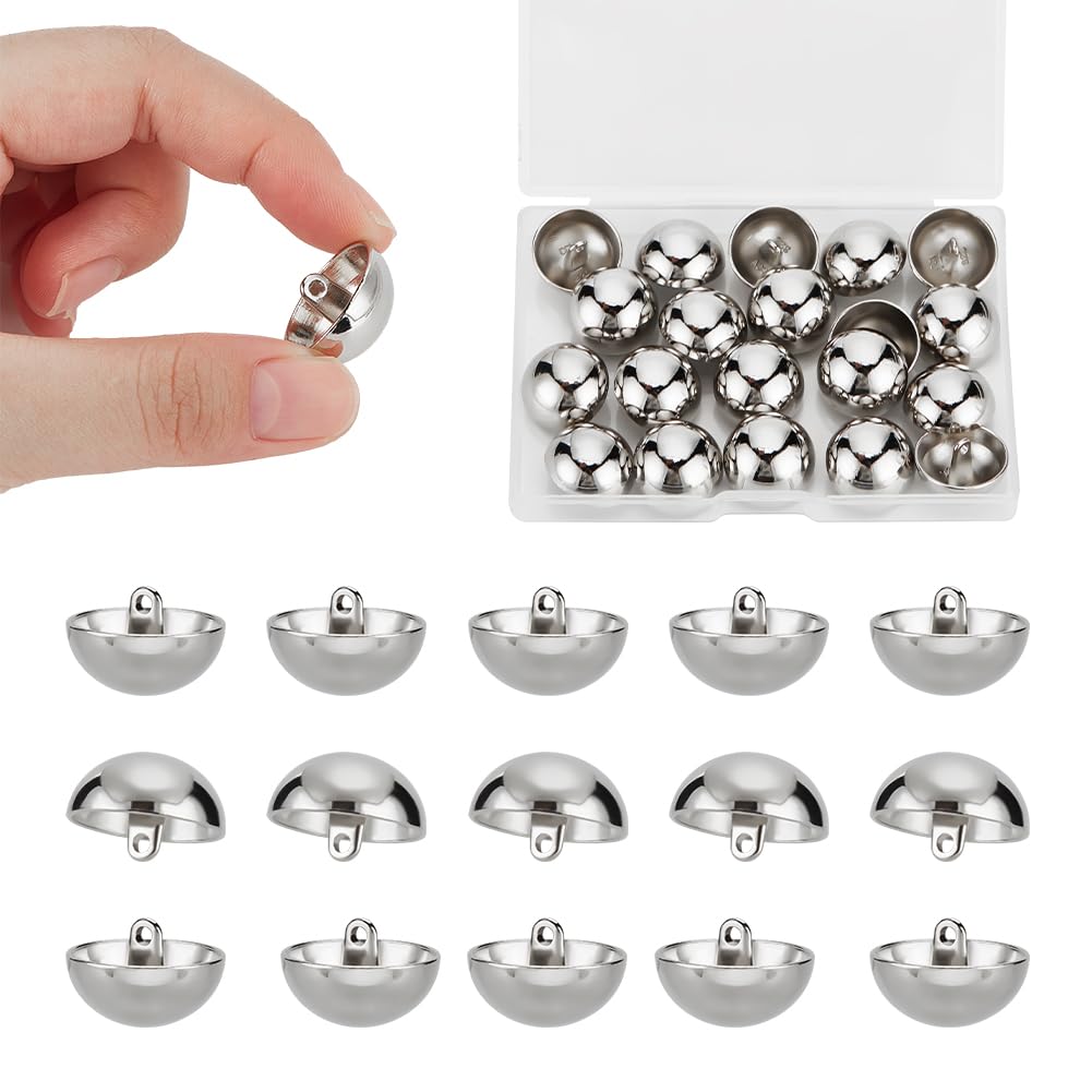 UNICRAFTALE About 20Pcs 2cm Half Round Sewing Buttons Alloy Platinum Button Shank Blazer Buttons 1.5mm Hole Platinum Sport Woolen Coats Buttons for Sewing Coats Suits Blazers