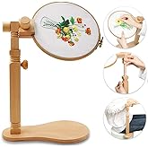 Embroidery Stand, Size Adjustable Embroidery Frame Hoop Stand, Natural Beech Wood Rotated Cross Stitch Stand Stitching Embroi