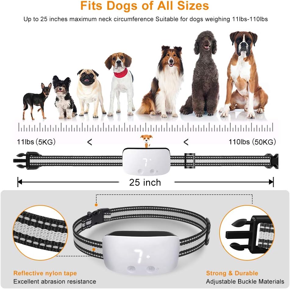 Nest 9 Dog Bark Collar, Rechargeable Anti Barking Training Collar, No Bark Collar 7 Adjustable Sensitivity and Intensity Levels for Small Medium Large Dogs: Pet Supplies