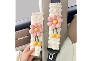 Zigihos Cute Flower Seat Belt Cover Pads, 2 Pcs & 4 Pcs Seatbelt Covers for Women Adults, Car Seat Strap Pads, Seatbelt Cushion (Pink,2)