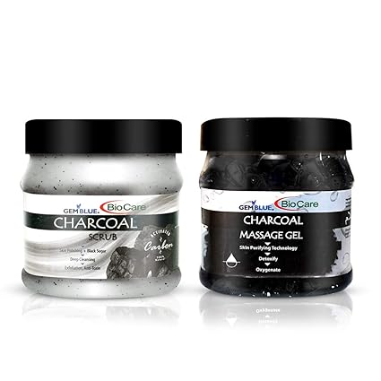 GEMBLUE BIOCARE CHARCOAL SCRUB, 500ML+ GEMBLUE BIOCARE CHARCOAL MASSAGE GEL, 500ML