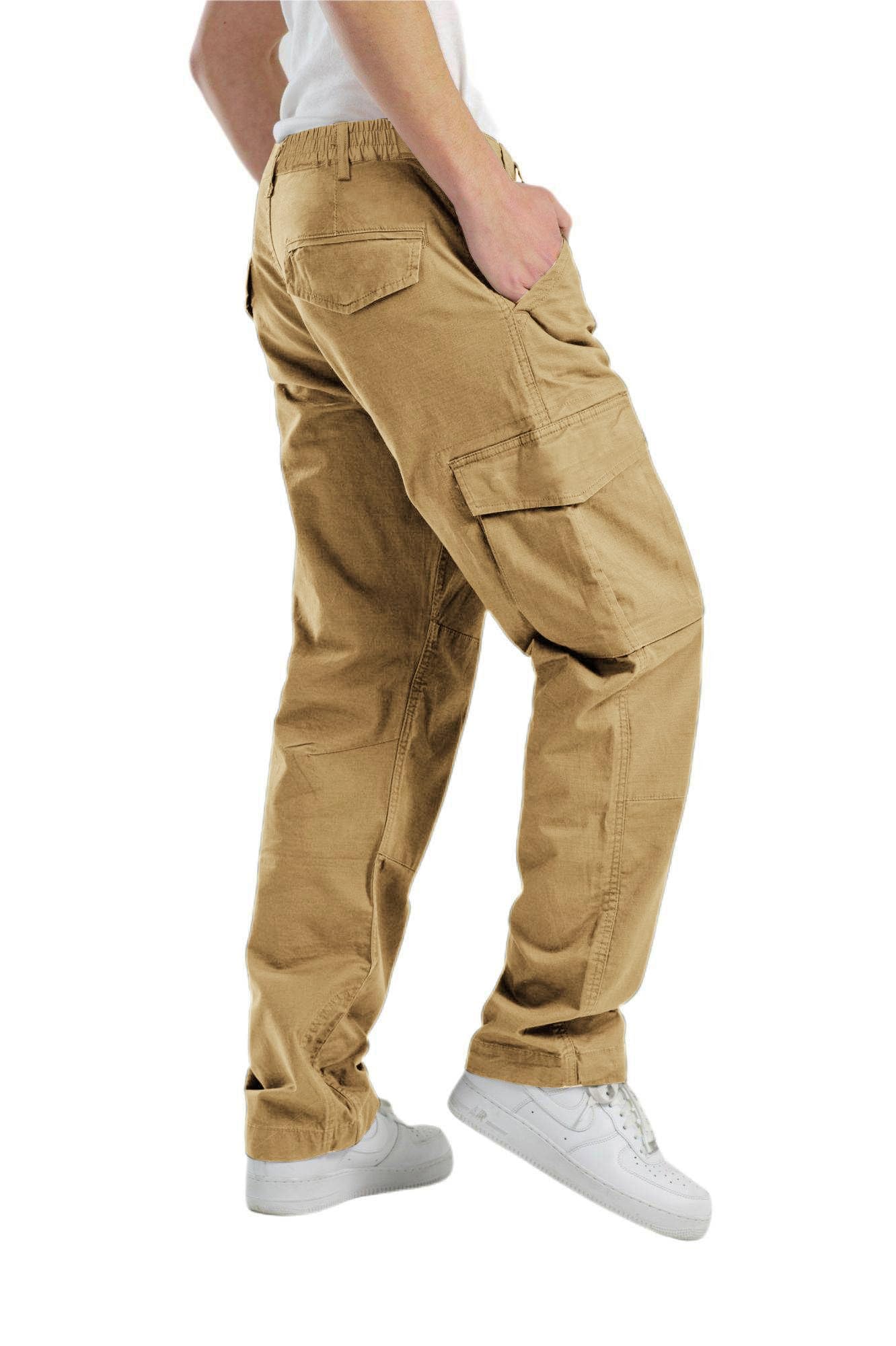 THWEI Mens Cargo Pants Casual Cotton Relaxed Fit Work Pants with Multi Pockets