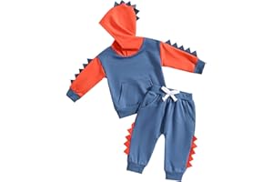 PUHHAPIEY Baby Boy Clothes Toddler Fall Winter Outfits Dinosaur Long Sleeve Hoodies Tops & Jogger Pants Sweatsuit