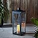 Tall Black Metal Battery Operated LED Flameless Candle Lantern for Indoor Outdoor Use