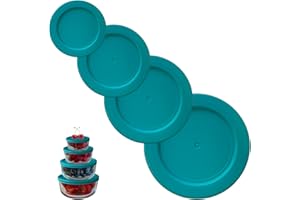 Klare Ware 1, 2, 4 & 7 Cup Replacement Lids/Covers for Pyrex, Anchor Hocking & KlareWare Storage Bowls *Lids Only - Glass Container Not Included* (4 Pack *One of Each Size*, Blue)