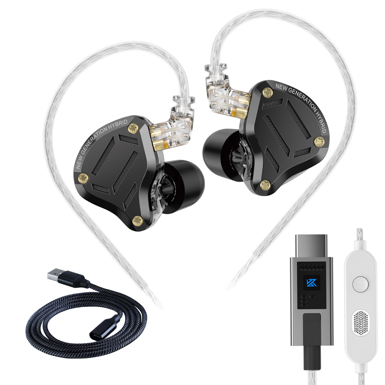 Photo 1 of KZ ZS10 Pro 2 USB C Headphones Gaming in Ear Headphones Hybrid 4BA+1DD Driver with Dual Microphone, Deep Bass Comfort-Fit Wired Earbuds for Mobile Gaming – Built-in DSP Sound Card with 4 EQ Modes