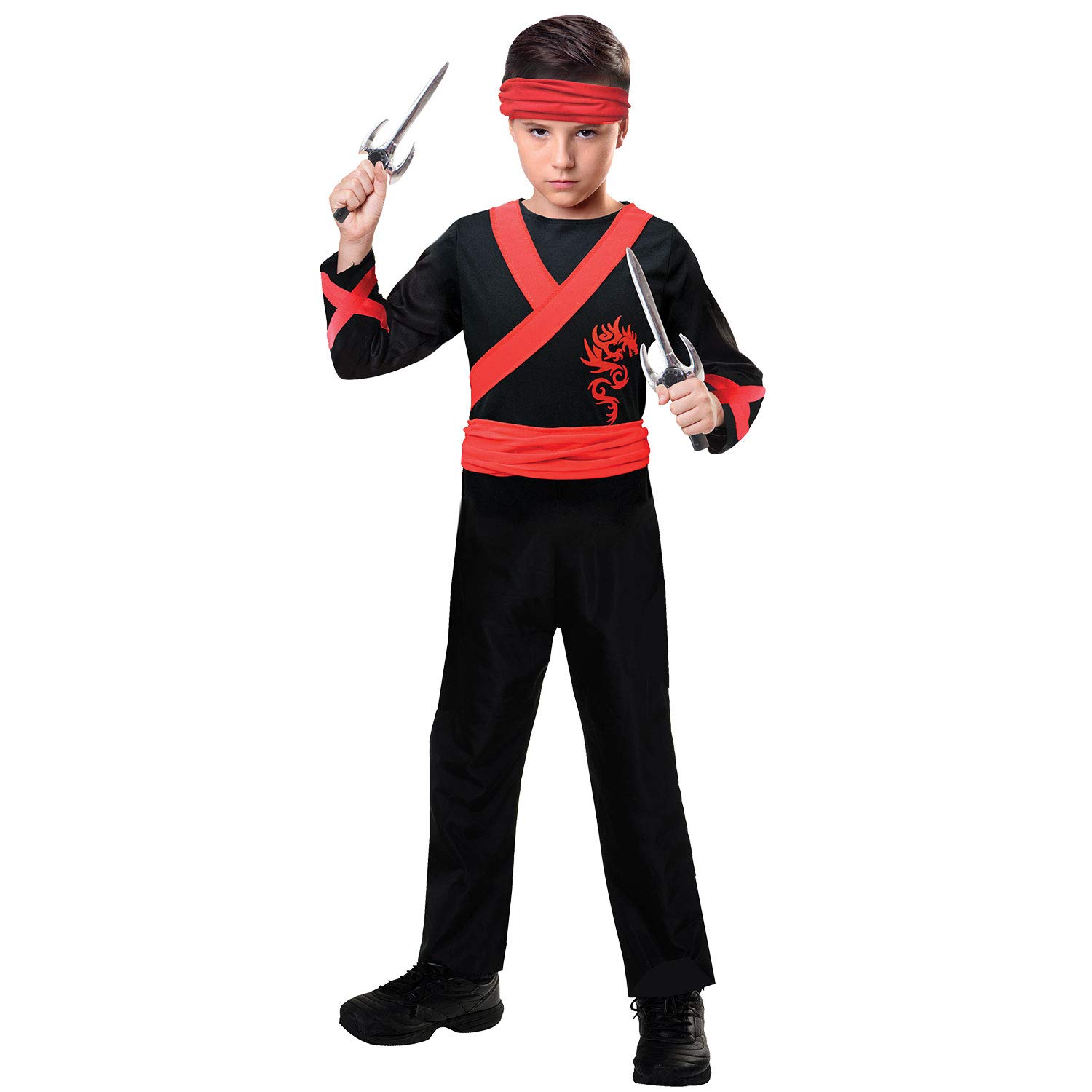 amscan 9904447 Childs Red Dragon Ninja Warrior Book Week Fancy Dress Costume Age 4-6 Years