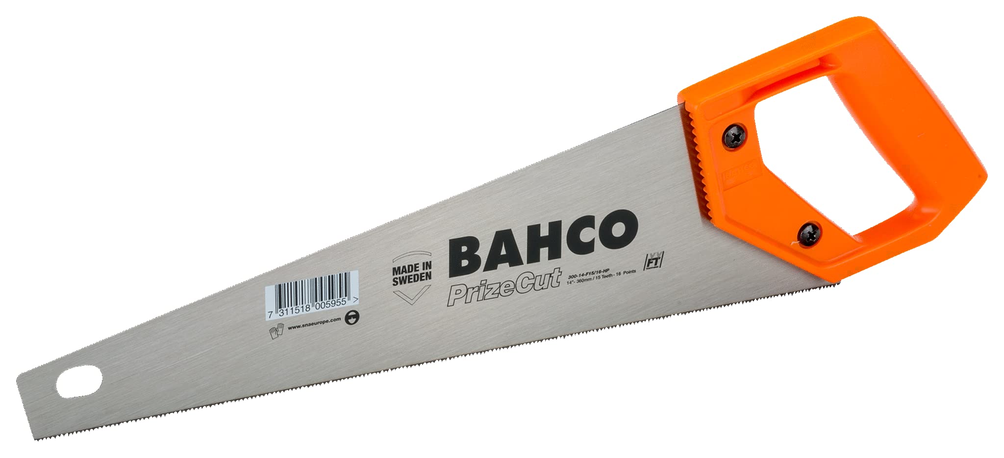 Bahco 300-14” 350mm Compact Toolbox Saw, Hardpoint Teeth, 15TPI Fine Cut, for Plastics/Laminates/Wood/Soft Metals Built in Angle Guides – Bahco 300-14-F15/16-HP