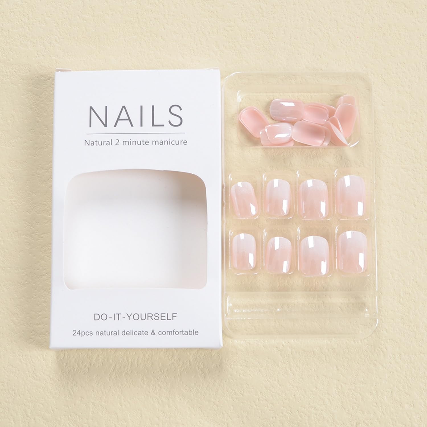 Gradient Short Press on Nails Square Chrome False Nails with Design French Acrylic Nails Glossy Reusable press on nails chrome Fake Nails Full Cover Stick on Nails for Women and Girls - Image 4