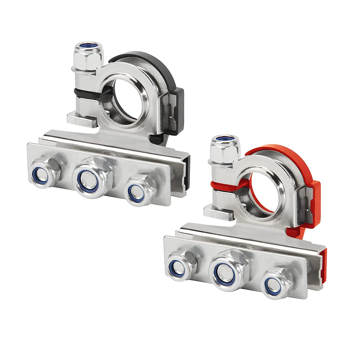 Photo 1 of zipelo Battery Terminal Connectors, 2 PCS Pure Copper Terminals Clamp, Automotive 3 Way Battery Wire Cable Connector Kit, Positive and Negative Quick Release Disconnect for Car Boat Van