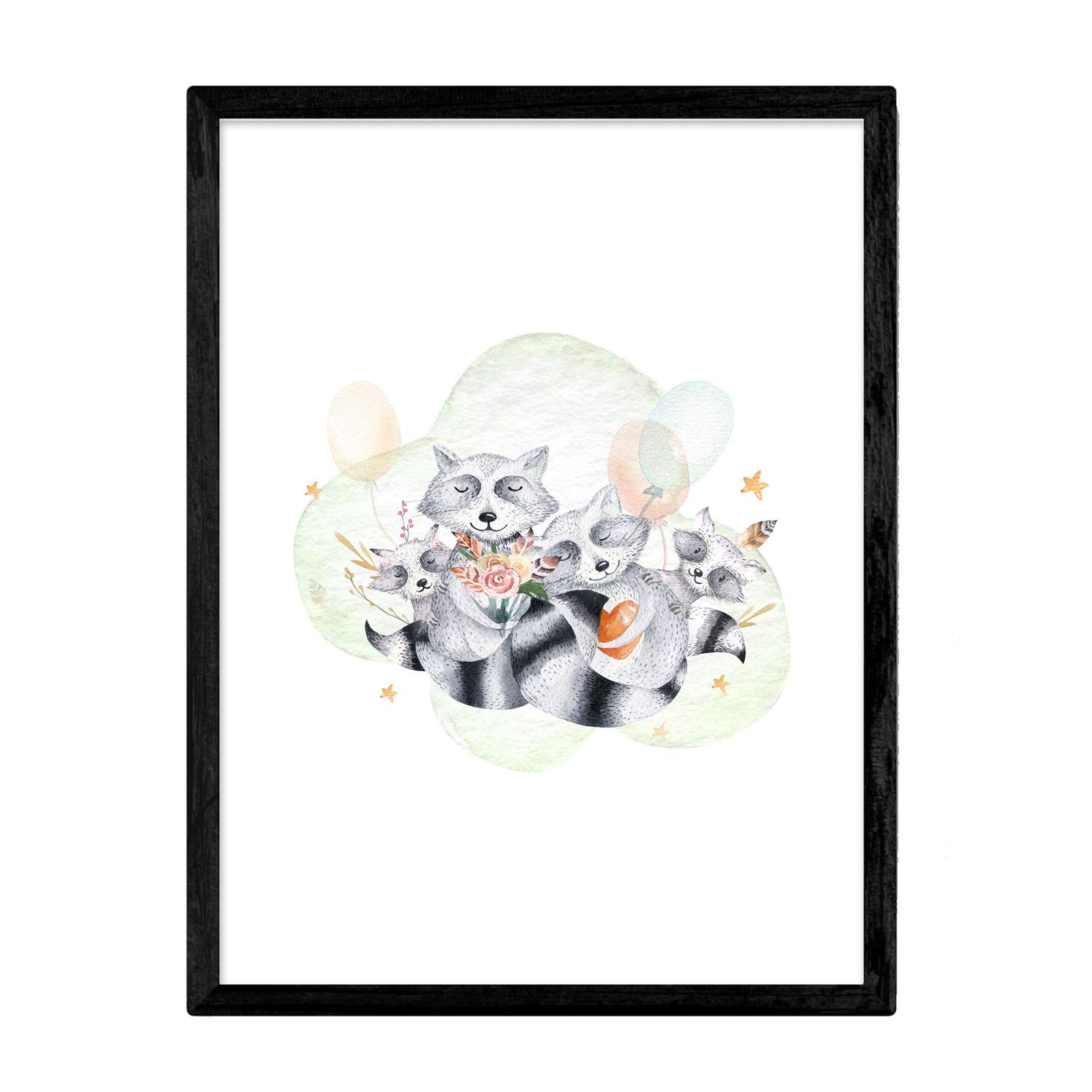 Nacnic Poster with illustration of animal. Sheet with children's animal pictures. family of skunks. A3 size unframed