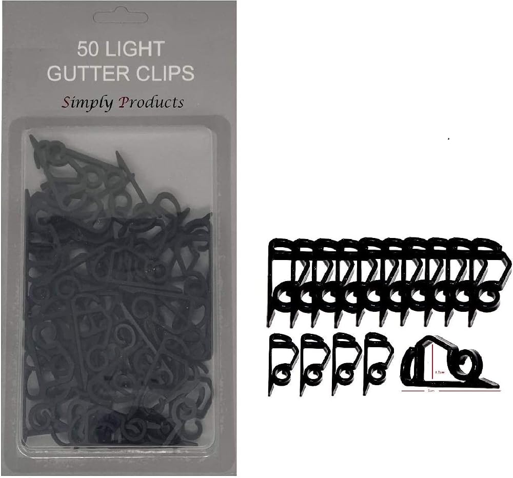 Simply Products 50 Black Gutter Hooks for Christmas String Lights Rope Lights