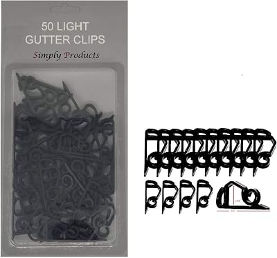Simply Products 50 Black Gutter Hooks for Christmas String Lights Rope Lights