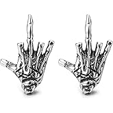 Halloween Skull Earrings with Heart Cutout - Punk Gothic Jewelry for Women Men, Alloy Electroplated Goth Ear Accessories, Lightweight 5g, 4cm Length, Hypoallergenic (Silver/Gold)