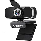 Aigoss Webcam with Microphone & Privacy Cover, 1080P Full HD Web Camera for Streaming, Video Calling, Conference, Recording, 