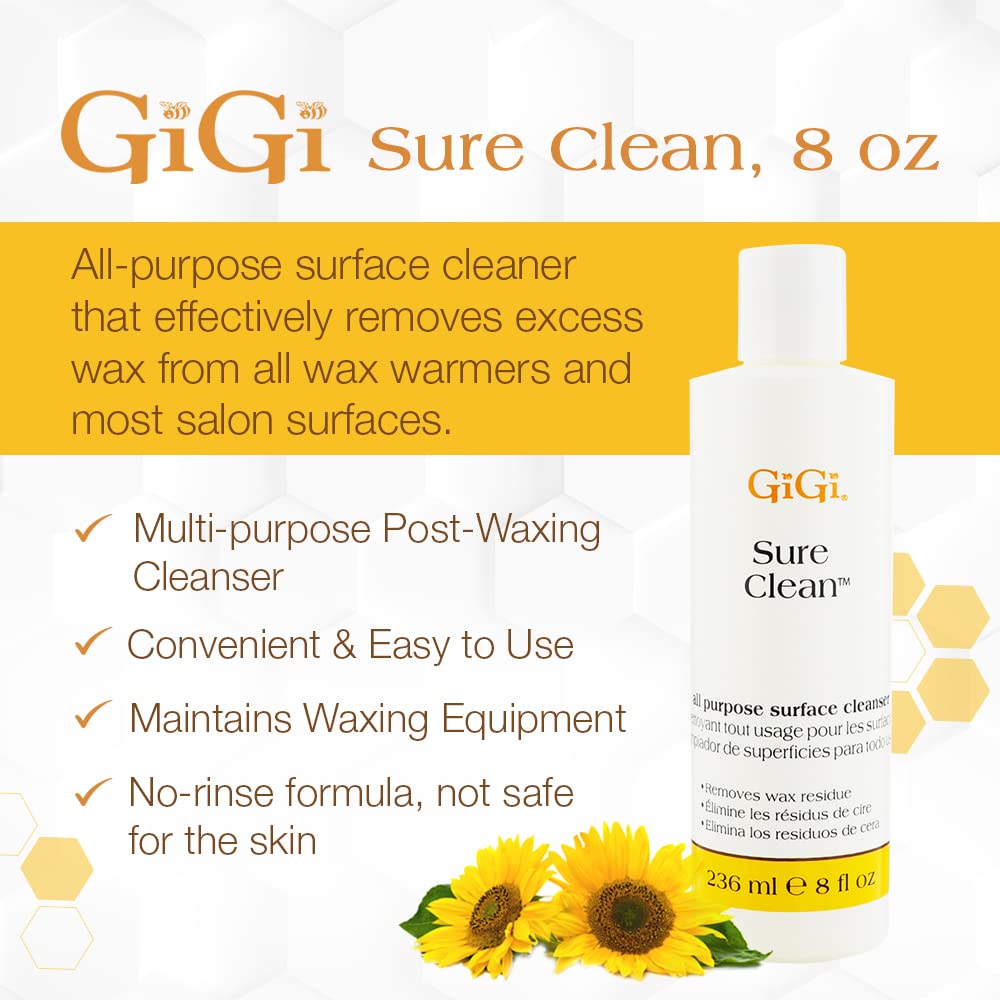 GiGi Sure Clean Wax Remover – All-Purpose Surface Cleaner for Wax Residue Removal, 8 fl oz