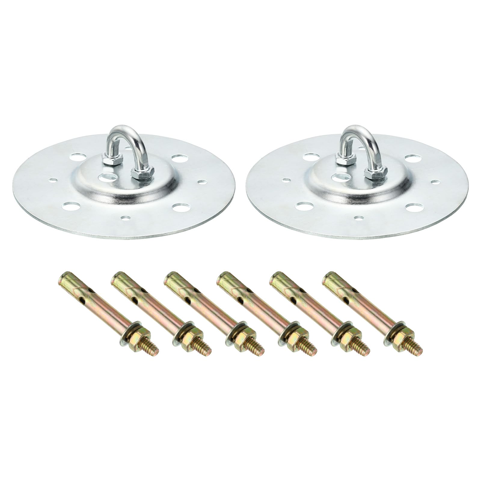 PATIKIL 396lbs 150mm Steel Ceiling Hooks, 2pcs Ceiling Fan Hook Pad Eyes Plate Wall Hanger Hardware with Mounting Screws for Hanging Lamp Plant Baskets