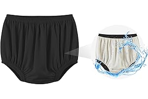 EEOST Adult Diaper Cover for Incontinence Noiseless Leak-Protection Underwear Plastic Pants Over Diapers Waterproof Rubber Pants (Black, L(Men Size))