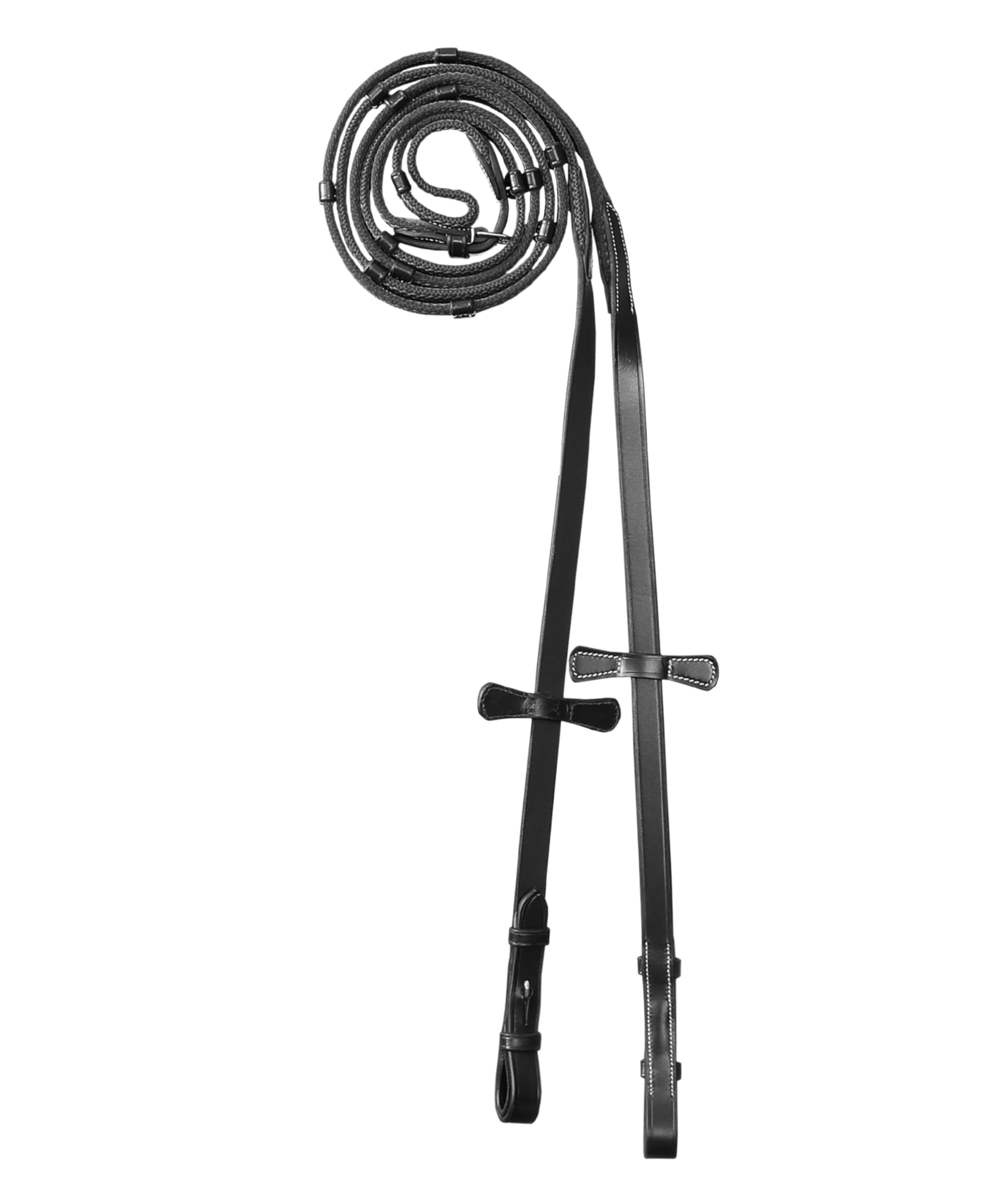 Exion Anti-Slip Rubber Web Horse Reins – 5/8" (16mm) Premium Leather English Reins with 7 Safety Stops & Stainless Steel Buckles – All-Weather Grippy Training & Jumping Reins – Cob, Full, Extra Full