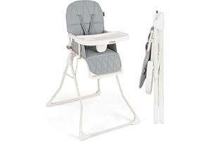 INFANS Baby High Chair, Quick Folding Portable Highchair for Babies and Toddlers with Adjustable Footrest Removable Dishwashe