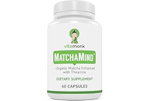 VitaMonk Matcha Capsules with Theanine & Theobromine - Matcha Pills from Japan Similar to Low Dose Caffeine Pills 25mg - Caffeine and L Theanine Pills, Matcha Supplement - Matcha Tea Capsules - 60 ct