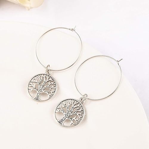 Amazon シルバーゴールドカラースタードロップイヤリング レディース 流行のライフ オブ ツリーシェル ロングハンギングドロップイヤリング ジュエリーギフト ピアス 通販