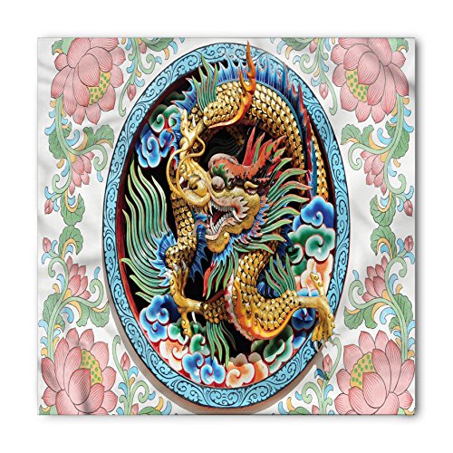 Lunarable Dragon Bandana, Ancient Chinese Animal Motif, Unisex Head and Neck Tie