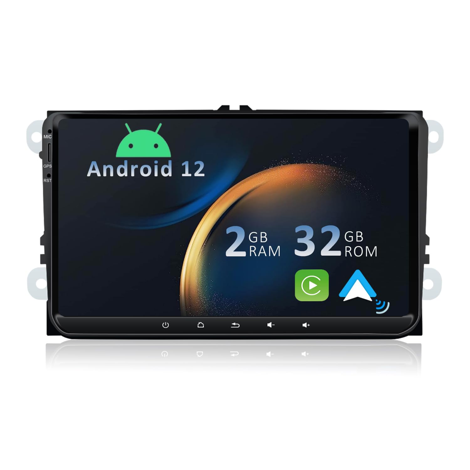 YUNTX Android 12 Double Din Car Stereo Radio GPS Navigation Head Unit for VW Passat/Golf/Skoda/Seat with Backup Camera Built-in Wireless CarPlay Android Auto Bluetooth WiFi SWC Mirror Link