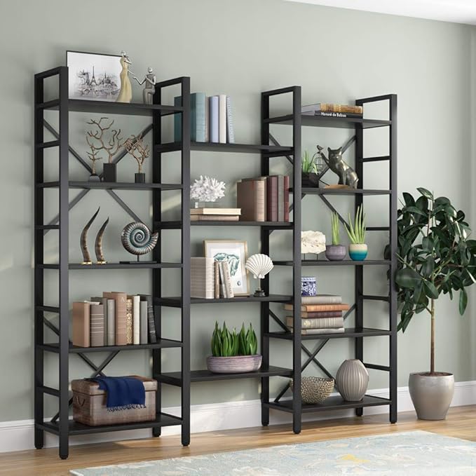 Tribesigns Triple Wide 5Shelf Bookcase, Etagere Large Open Bookshelf