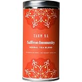 Tahmina Saffron Immunity Caffeine Free Tea: Calming Turmeric and Ginger with Saffron, 12 Biodegradable Pyramid Tea Bags, Makes 36 Cups of Tea (1 Pack)