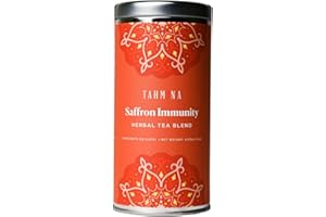 Tahmina Saffron Immunity Caffeine Free Tea: Calming Turmeric and Ginger with Afghan Saffron, 12 Biodegradable Pyramid Tea Bags, Makes 36 Cups of Tea (1 Pack)