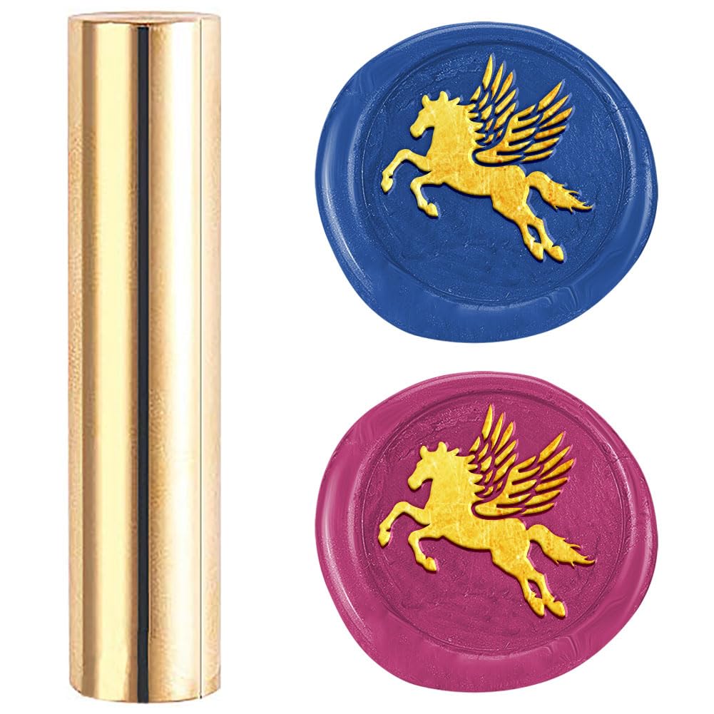 DELORIGIN Pegasus 15mm Mini Brass Wax Seal Stamp Gun Wax Seal Fantasy Horse Vintage Sealing Stamps Sealing Wax for Wedding Invitations Envelopes Engagement Party Wine Packing Greeting Cards Gift