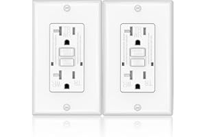 OMEENET GFCI Outlet, Weather Proof, Tamper Resistant, Self Test GFI Receptacle, Outdoor or Indoor, 20 Amp, White (2 Pack)