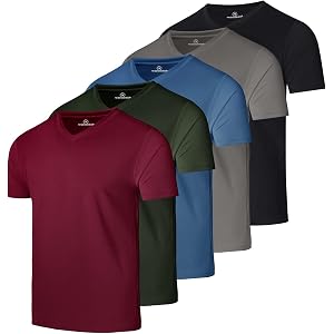 5 Pack Men's Mesh V Neck T Shirts Dry Fit Athletic Workout Gym Running Tees | Available In Big & Tall, Short Sleeve, Moisture