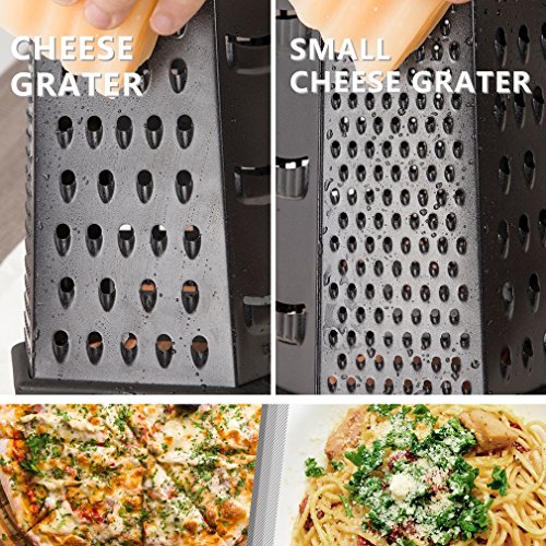 Professional Box Grater,Nonstick Coating Stainless Steel with 6 Sides - Vegetable Chopper, Kitchen Cutter, Shredder for Cheese & Vegetables (6-in-1)