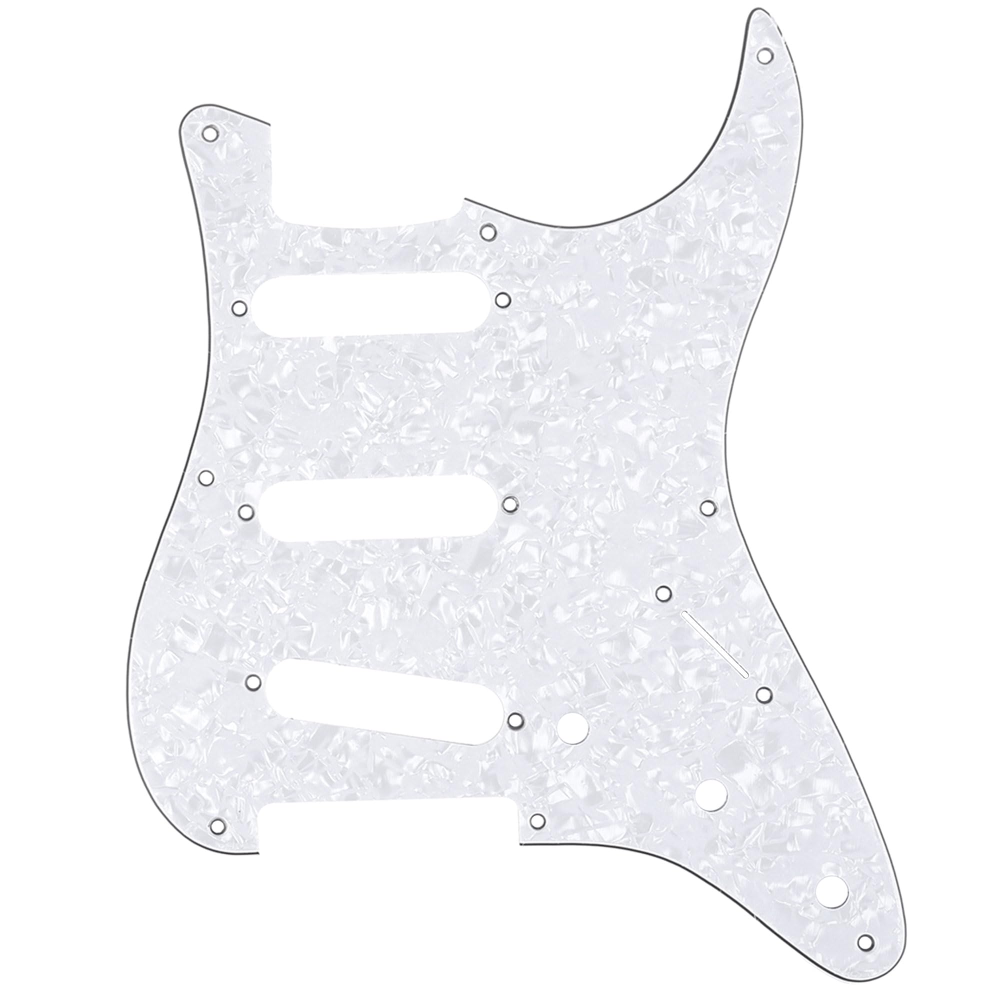 Musiclily Pro 8-Hole 50s 57 Vintage Style Strat SSS Guitar Pickguard for American Stratocaster, 4Ply White Pearl