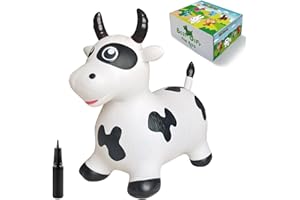HOTMAX Cow Bouncy Horse, Inflatable Bull Bouncing Animal Hopper for Toddlers or Kids, Ride on Jumping Toys for Boy or Girl Birthday Gift, Outdoor Indoor