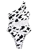 WDIRARA Women's One Shoulder Cut Out Mesh Contrast