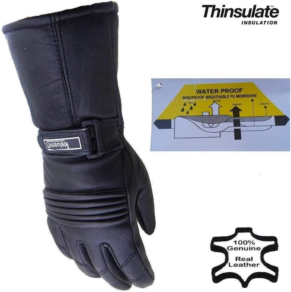 Bikers Gear Motorcycle Thinsulate and Waterproof Leather Gloves, Black, Size 2XL, XXL - Image 3