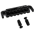 Metallor Tune-O-Matic Wraparound Bridge Stop Tailpiece Wrap Around Adjustable Combination Saddle Bridge Tailpiece for 6 String Les Paul LP Style Electric Guitar Parts Full Set Black.