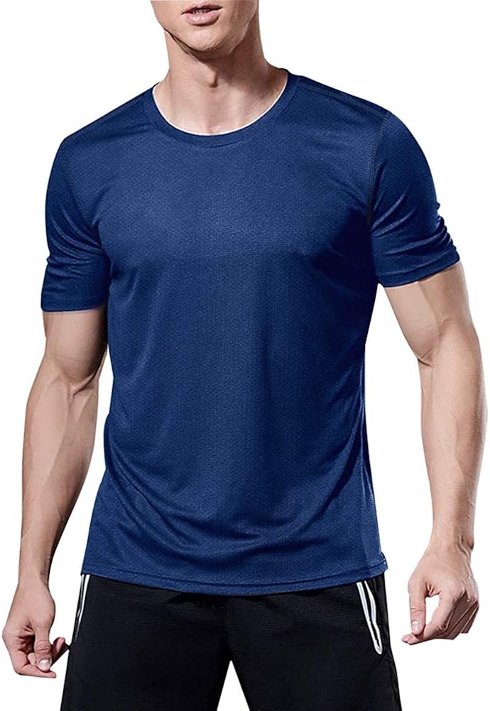 MeetHoo Men’s Athletic T Shirts, Quick Dry Workout Short Sleeve Shirt Gym Tops for Sport Running: Clothing