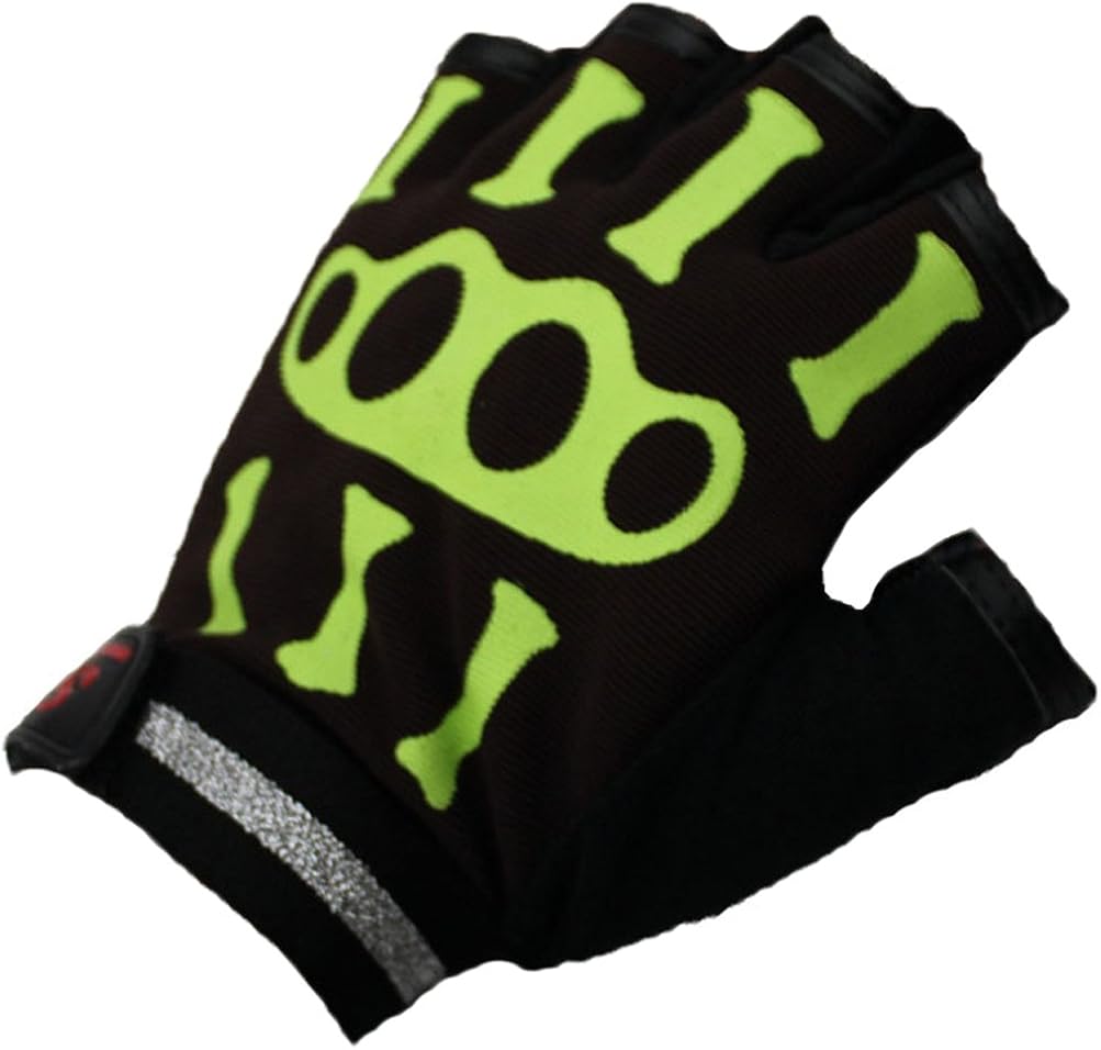 Andyshi Men's Outdoor Sports Antislip Gloves Half Finger Skeleton