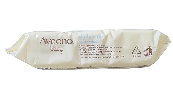 AVEENO BABY DAILY CARE WIPES – CLEANSE GENTLY AND EFFICIENTLY – BABY WIPES – BABY ESSENTIALS – 72 WIPES, LID ON EACH PACK, PACK OF 6 (432 WIPES IN TOTAL)